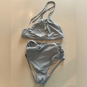 PINK Victoria’s Secret Sz S Baby Blue High Waisted Bikini Set